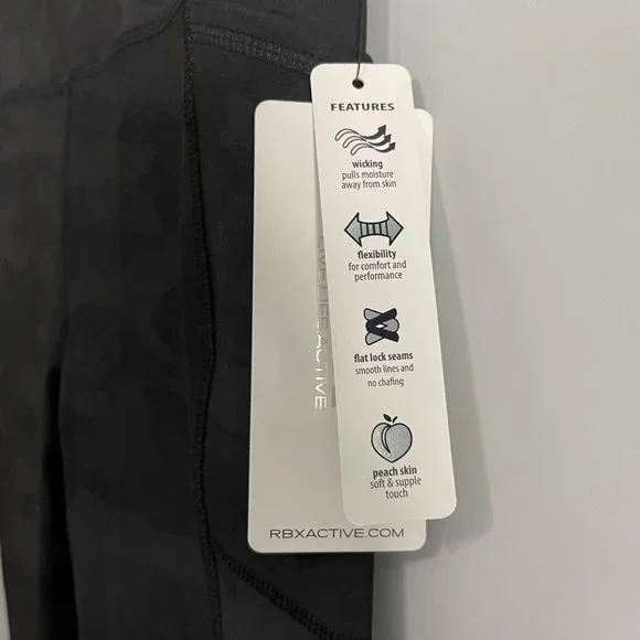 RBX M Black Camo Side pockets Full Length leggings Style CR6887 - Picture 2 of 6